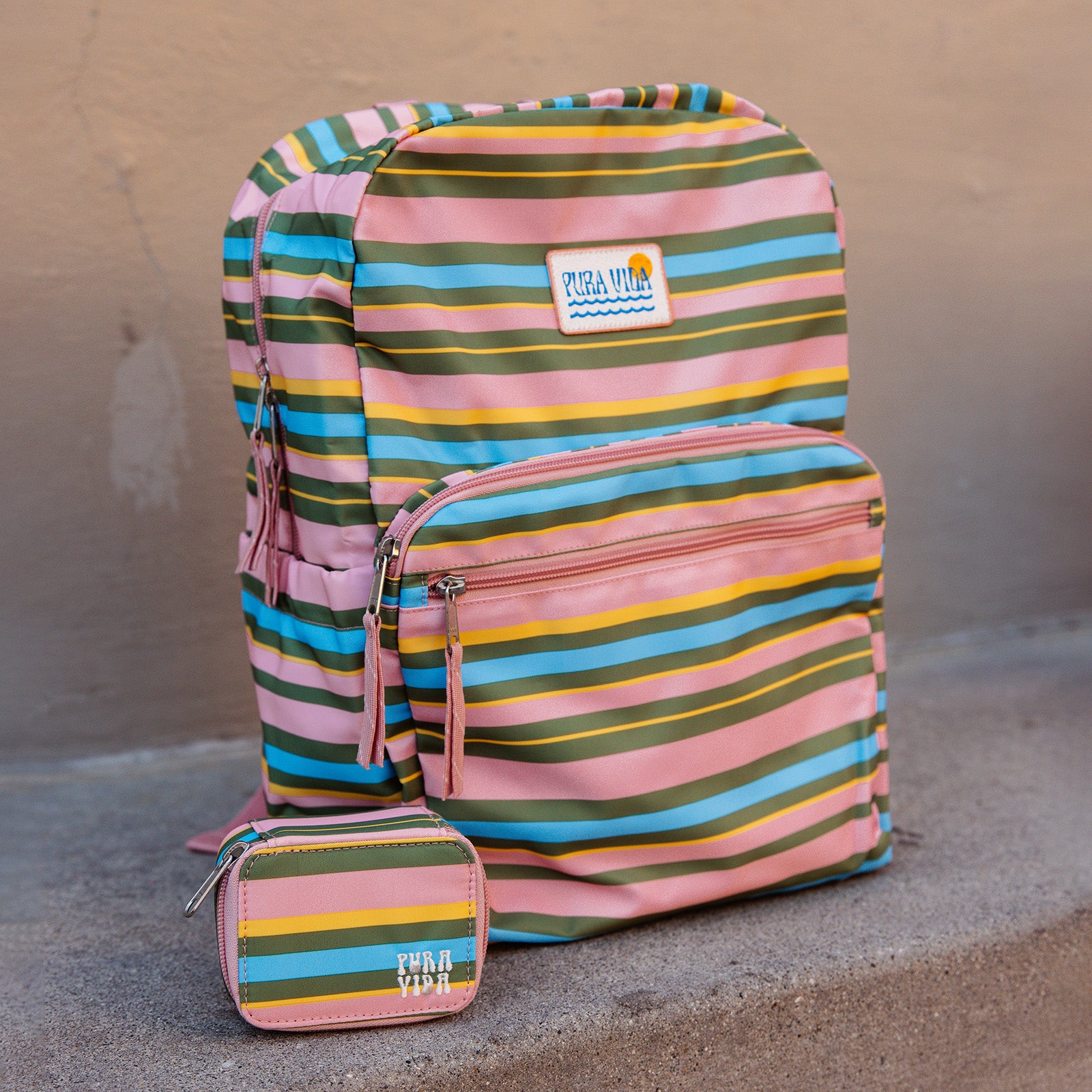 Mini Pink and Green Striped Jewelry Case